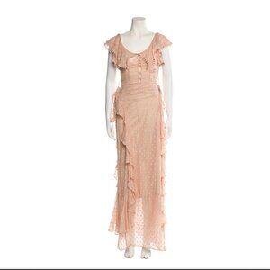 NWT Alice McCall Moon Talking Gown in Nude (Pink) Ruffle Dot Maxi